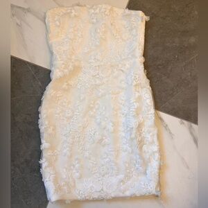 White strapless mini dress!!!!